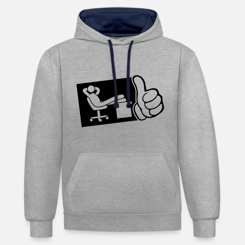 bureau de travail chill thumb - Sweat à capuche contrasté - gris chiné/bleu marine