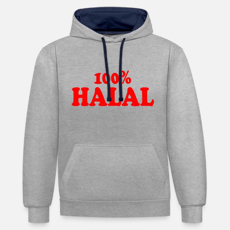 Halal - Sweat à capuche contrasté - gris chiné/bleu marine