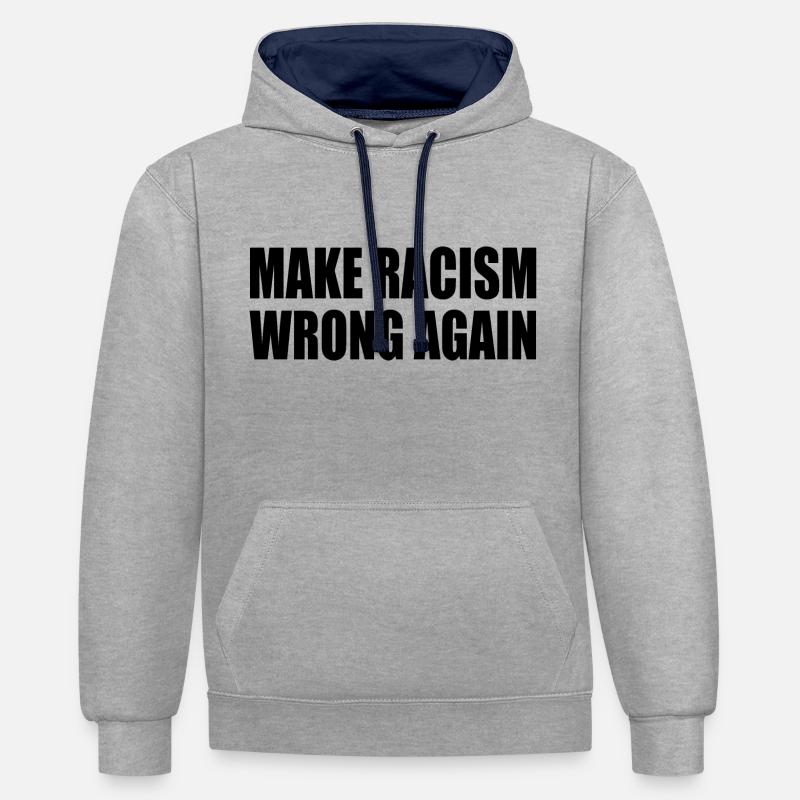 make racism wrong again - Kontrast-Hoodie - Grau meliert/Navy