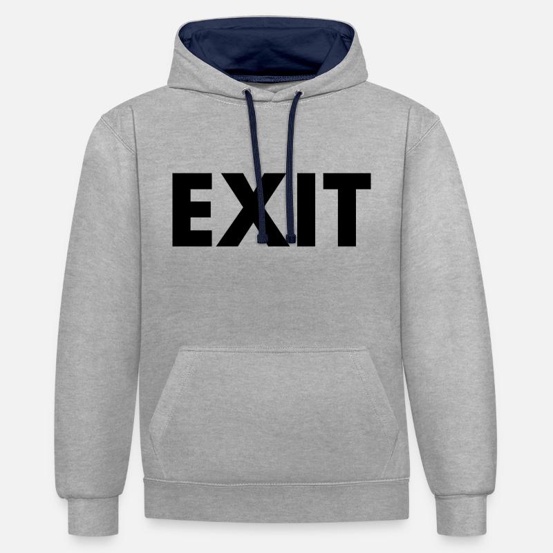 Exit - Sweat à capuche contrasté - gris chiné/bleu marine