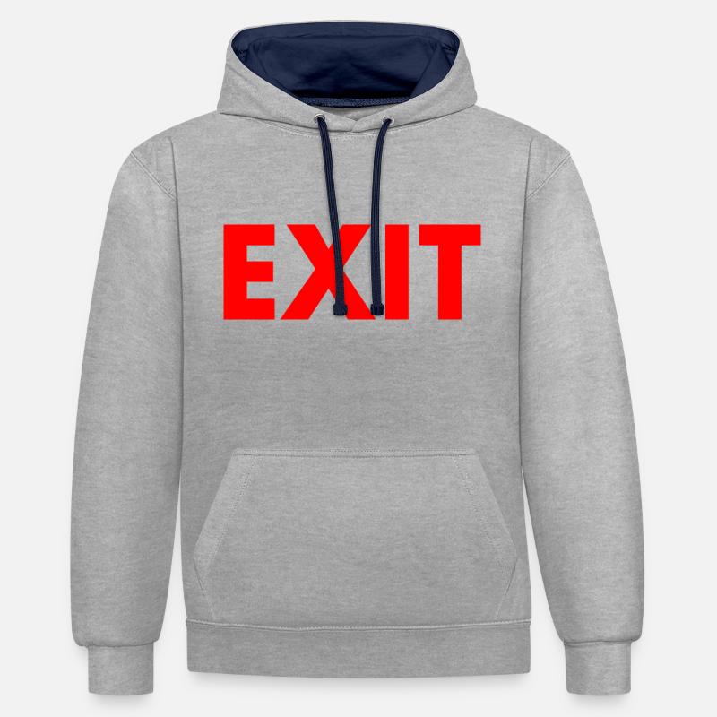 Exit - Sweat à capuche contrasté - gris chiné/bleu marine