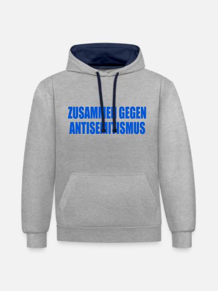 zusammen gegen antisemitismus - Kontrast-Hoodie - Grau meliert/Navy