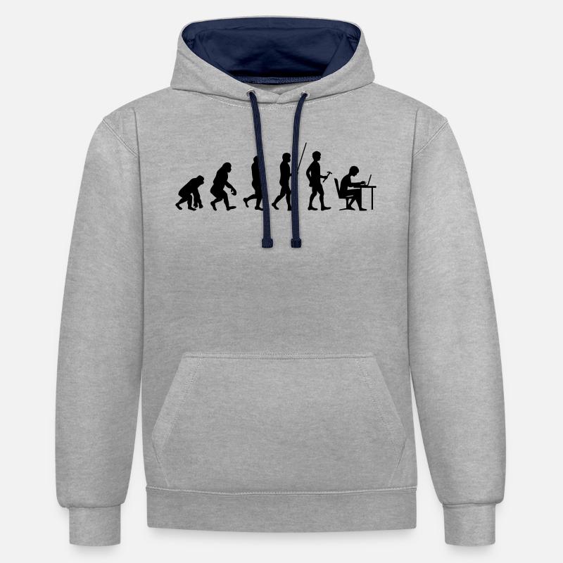 évolution - Sweat à capuche contrasté - gris chiné/bleu marine
