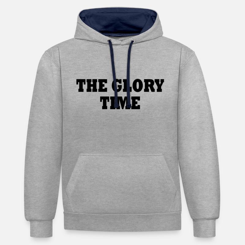 The glory time - Sweat à capuche contrasté - gris chiné/bleu marine