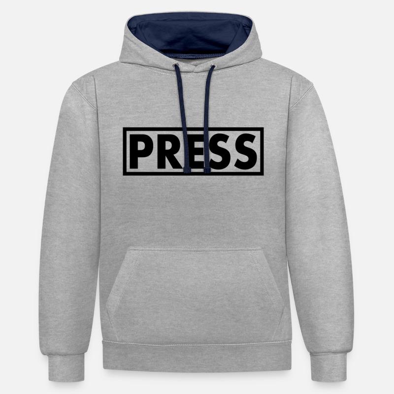 Press - Sweat à capuche contrasté - gris chiné/bleu marine