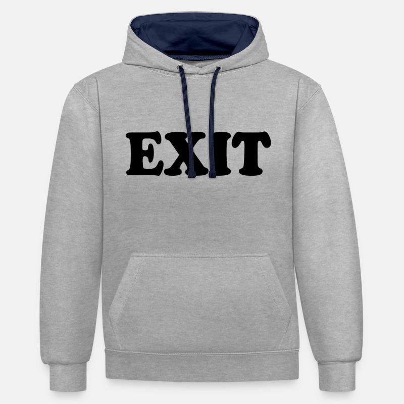 Exit - Sweat à capuche contrasté - gris chiné/bleu marine