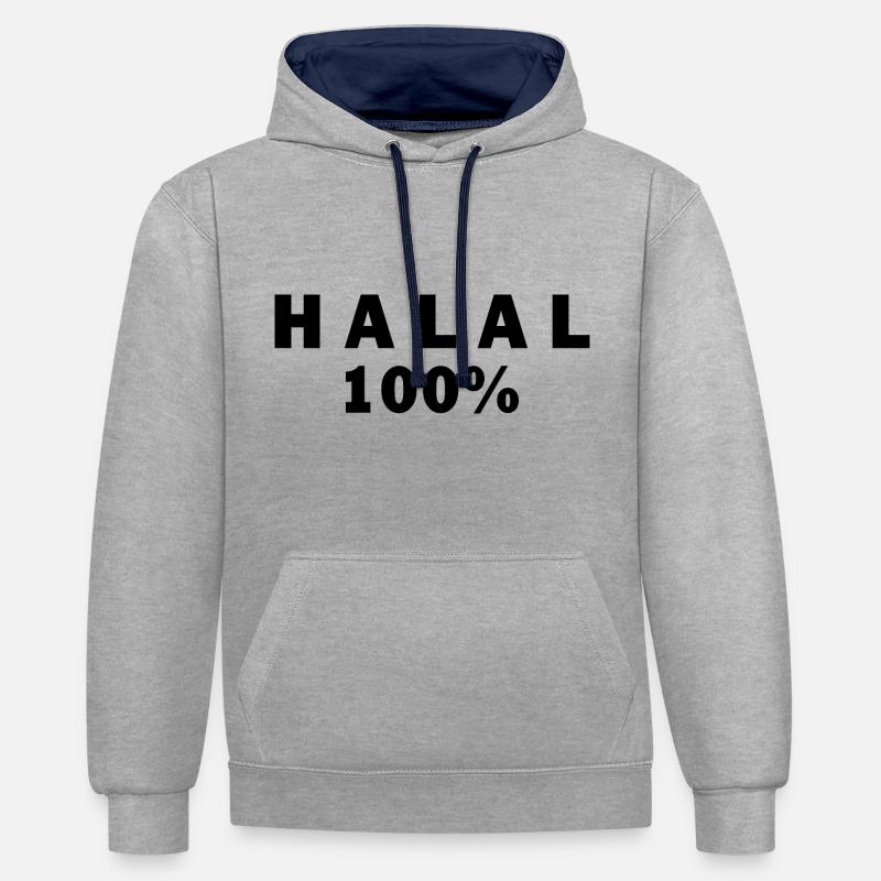 Halal حلال - Sweat à capuche contrasté - gris chiné/bleu marine