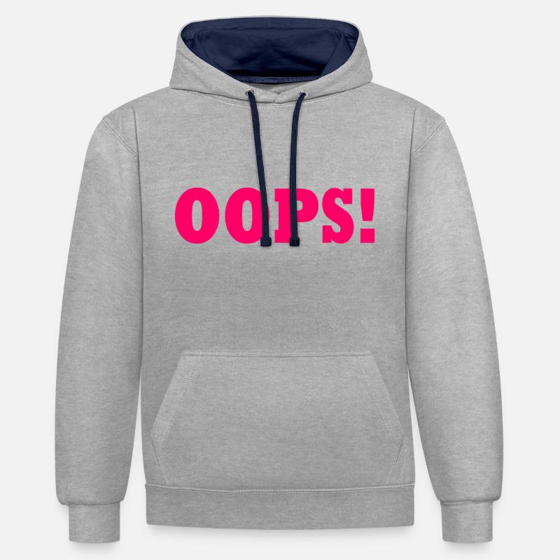 Oops - Sweat à capuche contrasté - gris chiné/bleu marine