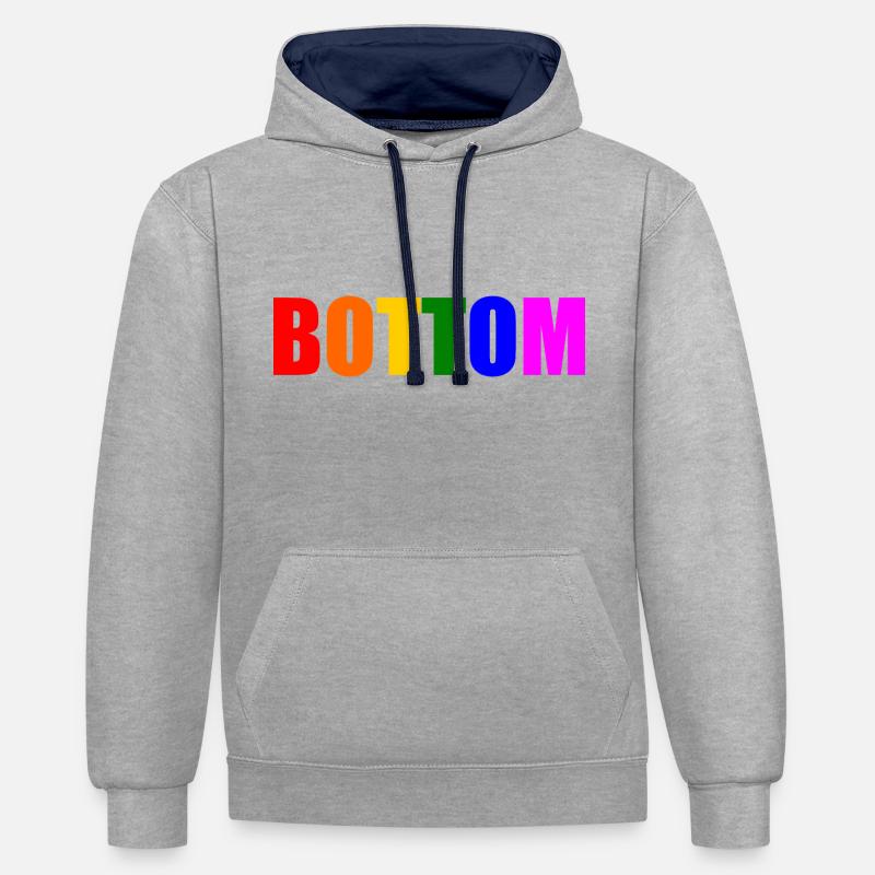 Bottom - Sweat à capuche contrasté - gris chiné/bleu marine