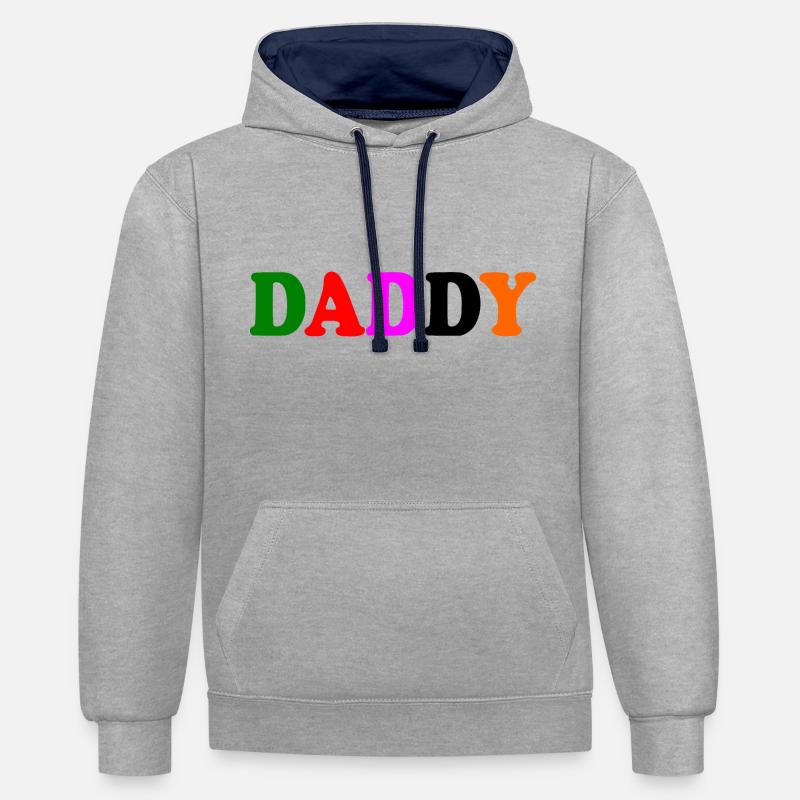 Daddy - Sweat à capuche contrasté - gris chiné/bleu marine