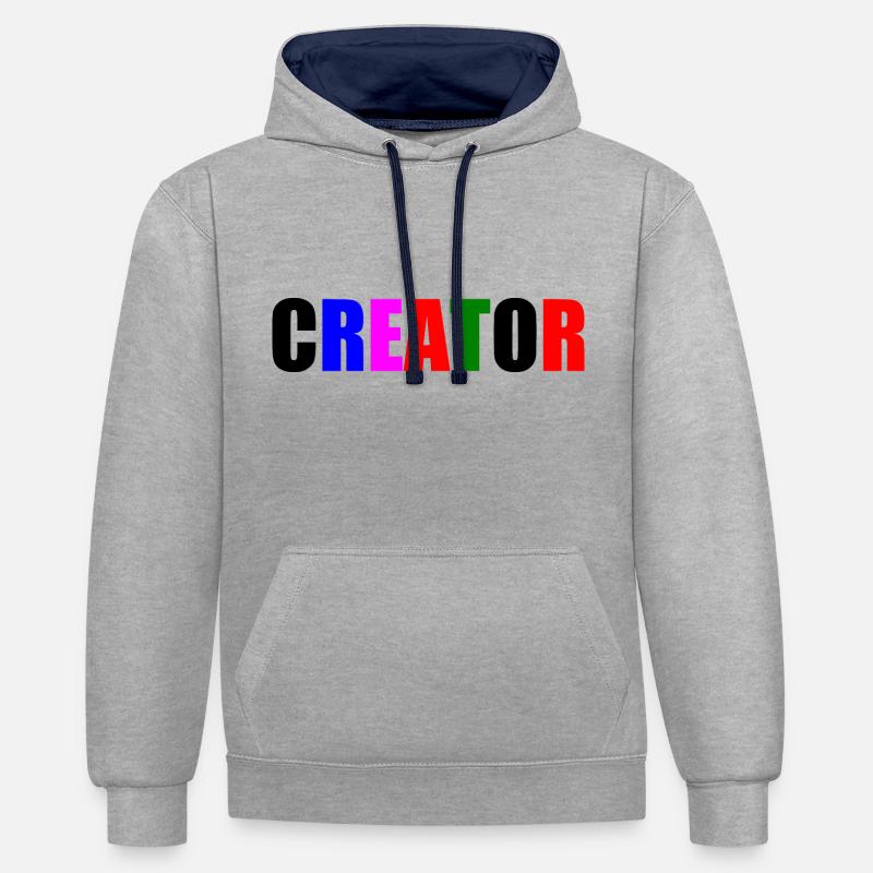 Creator - Sweat à capuche contrasté - gris chiné/bleu marine