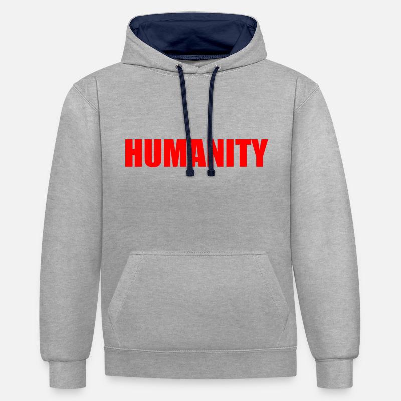 Humanity - Sweat à capuche contrasté - gris chiné/bleu marine