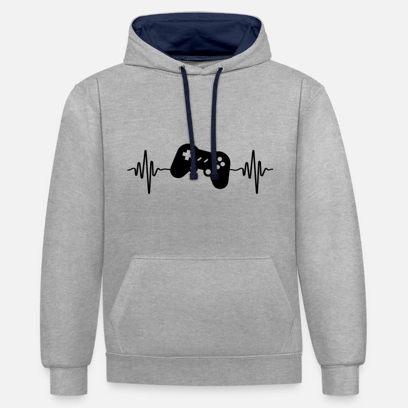 gamer controller puls - Sweat à capuche contrasté - gris chiné/bleu marine