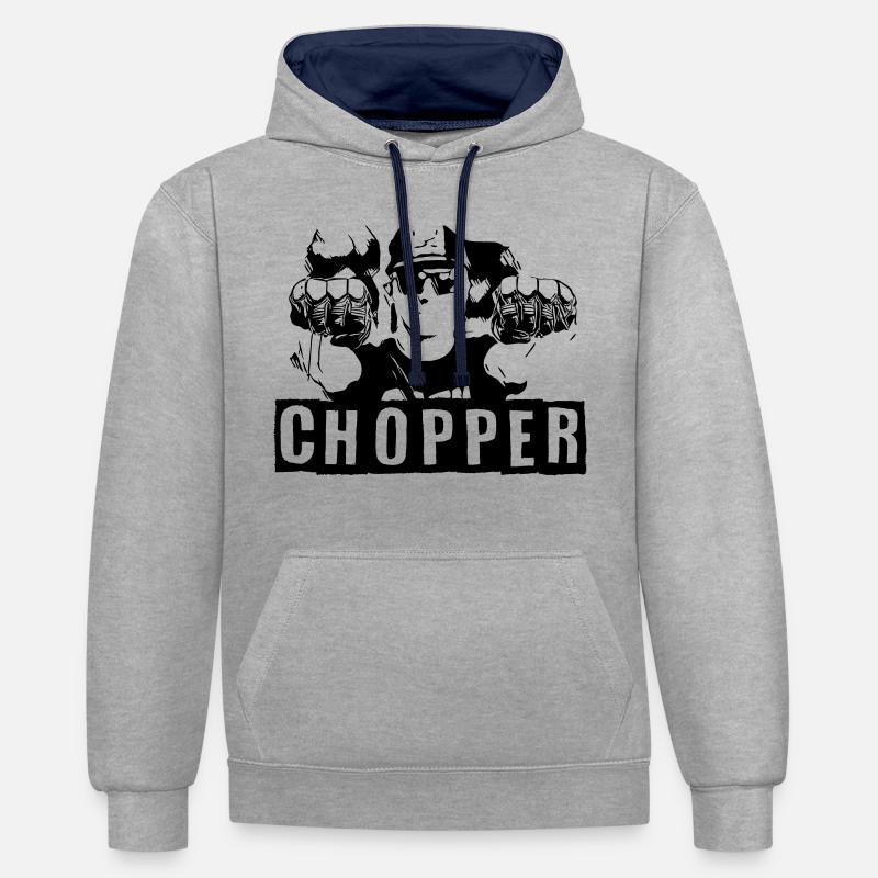 hachoir - Sweat à capuche contrasté - gris chiné/bleu marine