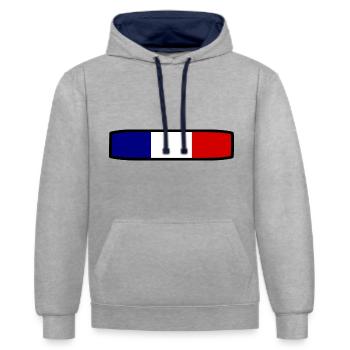 Frankreich Flagge - Kontrast-Hoodie - Grau meliert/Navy - Vorne - Liana (172cm) & Jaron (178cm)