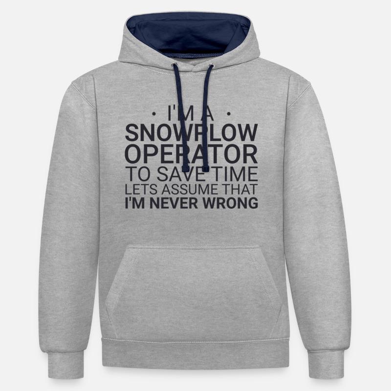 Snowplow Operator Never Wrong Schneepflugfahrer - Kontrast-Hoodie - Grau meliert/Navy
