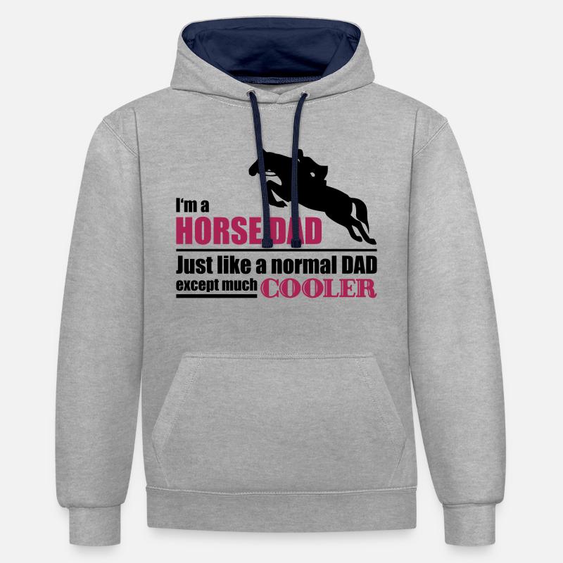 papa cheval - cheval papa - Sweat à capuche contrasté - gris chiné/bleu marine