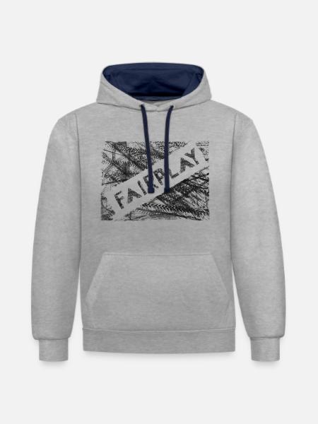 Reifenspuren "FairPlay" - Kontrast-Hoodie - Grau meliert/Navy