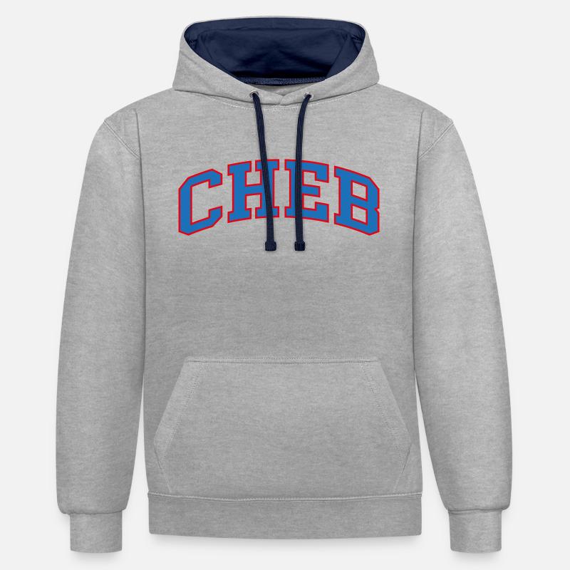 Cheb - Sweat à capuche contrasté - gris chiné/bleu marine
