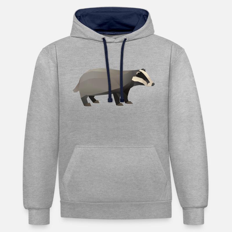 Dachs Waldtier Naturschutz Geschenk Polygon - Kontrast-Hoodie - Grau meliert/Navy