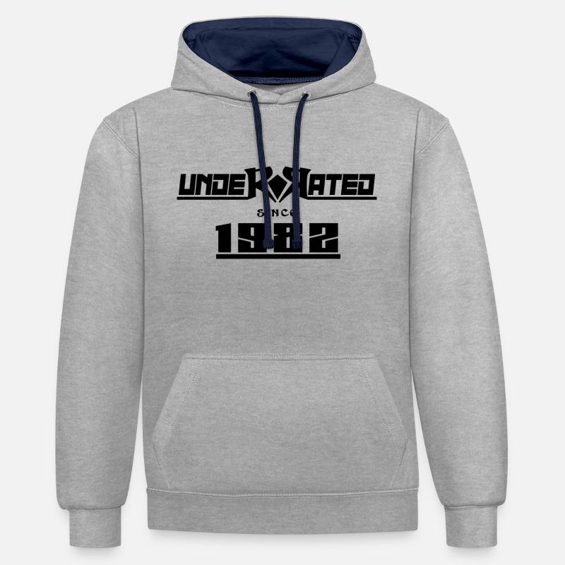 1982 anniversaire 40 ans sous-estimé - Sweat à capuche contrasté - gris chiné/bleu marine