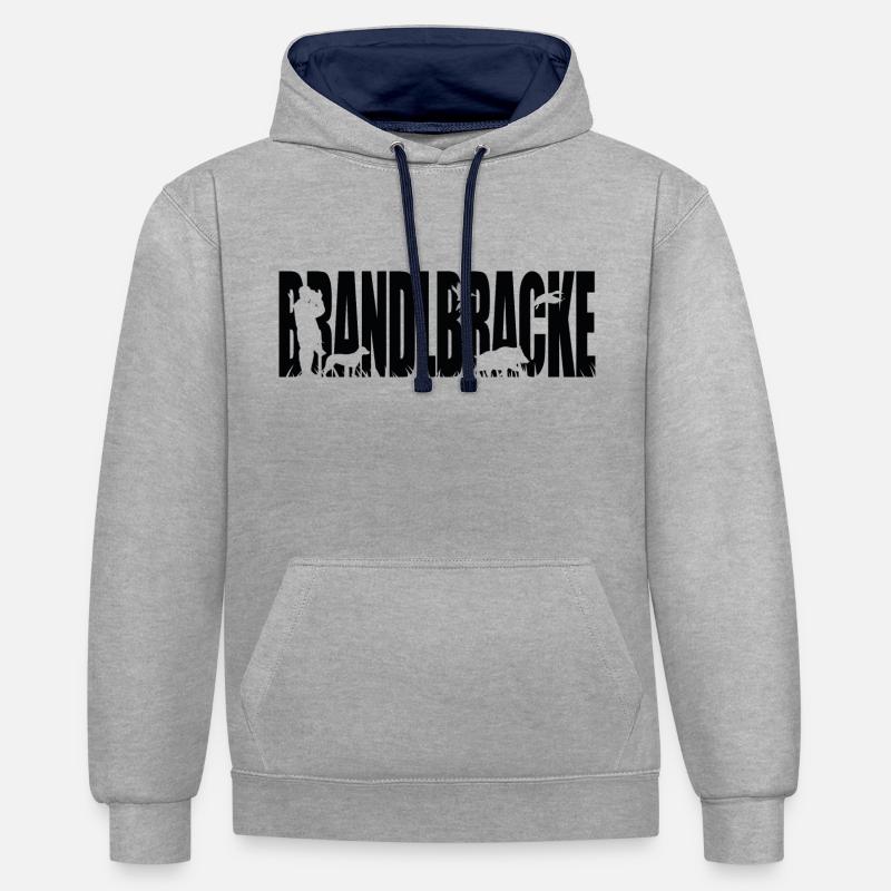 LES CHIENS DE CHASSE DE LA CHASSE - Sweat à capuche contrasté - gris chiné/bleu marine