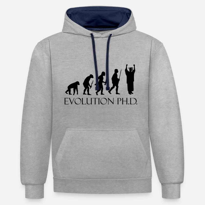 Evolution PHD - Sweat à capuche contrasté - gris chiné/bleu marine