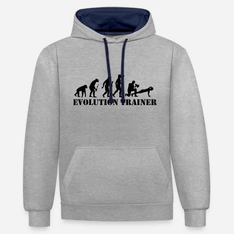 Evolution Personal Trainer Fitness - Sweat à capuche contrasté - gris chiné/bleu marine