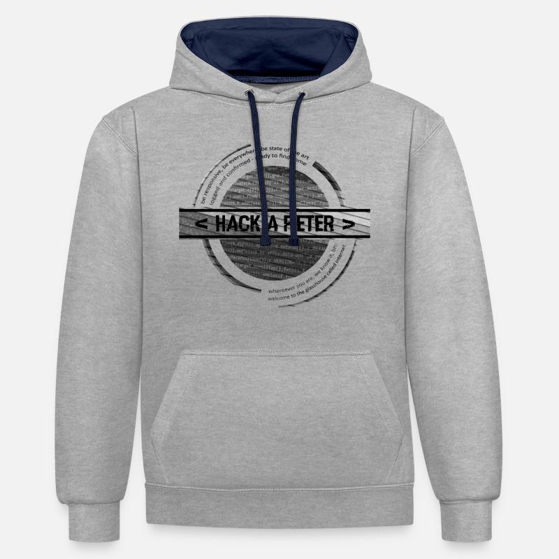 Hack-A-Peter (grau) - Kontrast-Hoodie - Grau meliert/Navy