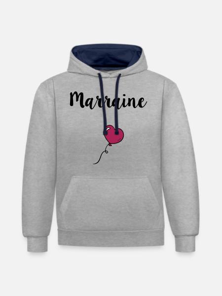 Patin Herz - Kontrast-Hoodie - Grau meliert/Navy