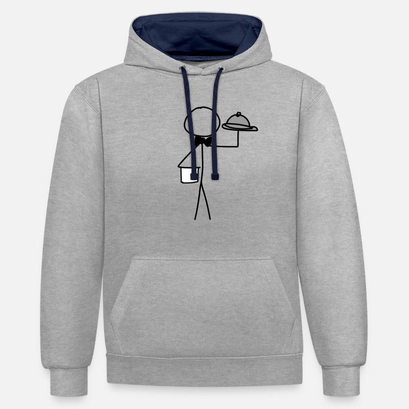 servir le serveur - Sweat à capuche contrasté - gris chiné/bleu marine