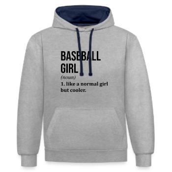 Baseball Baseball Baseball - Kontrast-Hoodie - Grau meliert/Navy - Vorne - Liana (172cm) & Jaron (178cm)