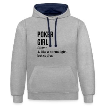 Poker Poker Poker - Sweat à capuche contrasté - gris chiné/bleu marine - Devant - Liana (172cm) & Jaron (178cm)