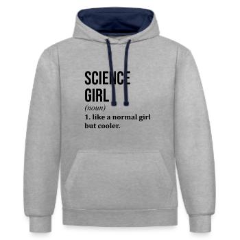 Science Science Science - Sweat à capuche contrasté - gris chiné/bleu marine - Devant - Liana (172cm) & Jaron (178cm)