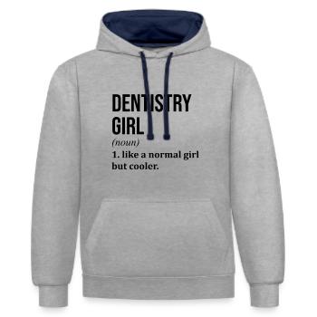 Dentiste Dentiste Dentiste - Sweat à capuche contrasté - gris chiné/bleu marine - Devant - Liana (172cm) & Jaron (178cm)