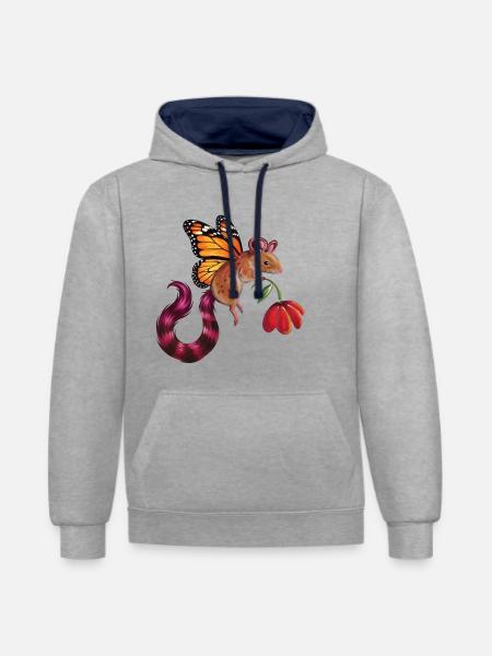 Fantastische Fledermaus - Kontrast-Hoodie - Grau meliert/Navy