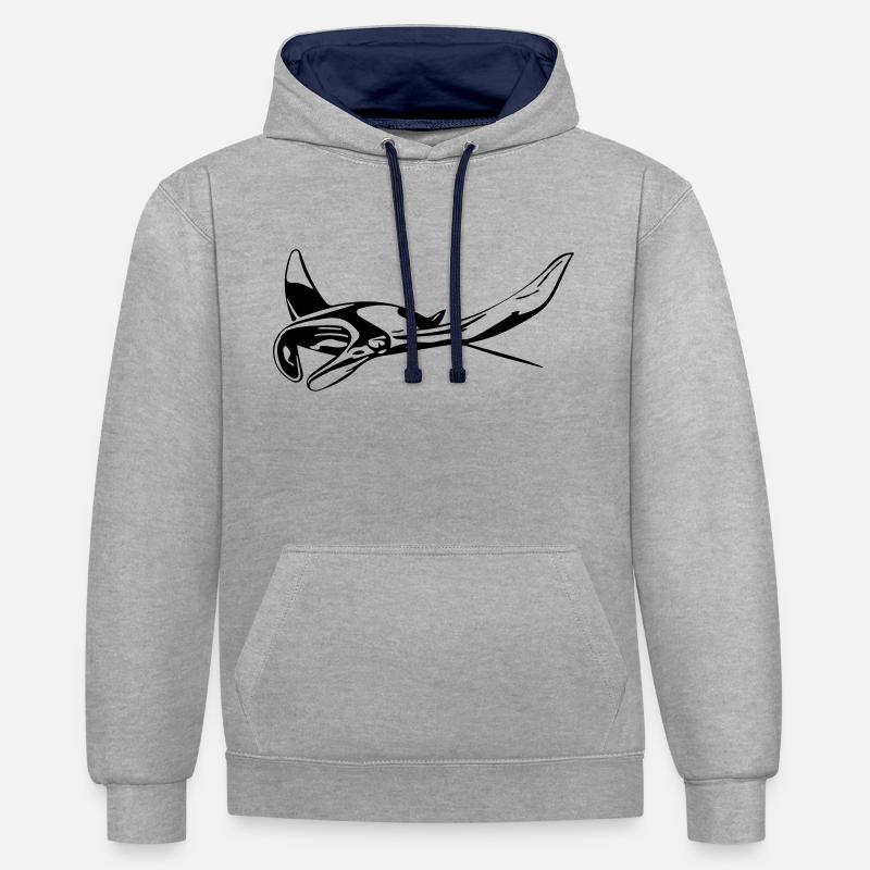 Manta Rochen - Sweat à capuche contrasté - gris chiné/bleu marine