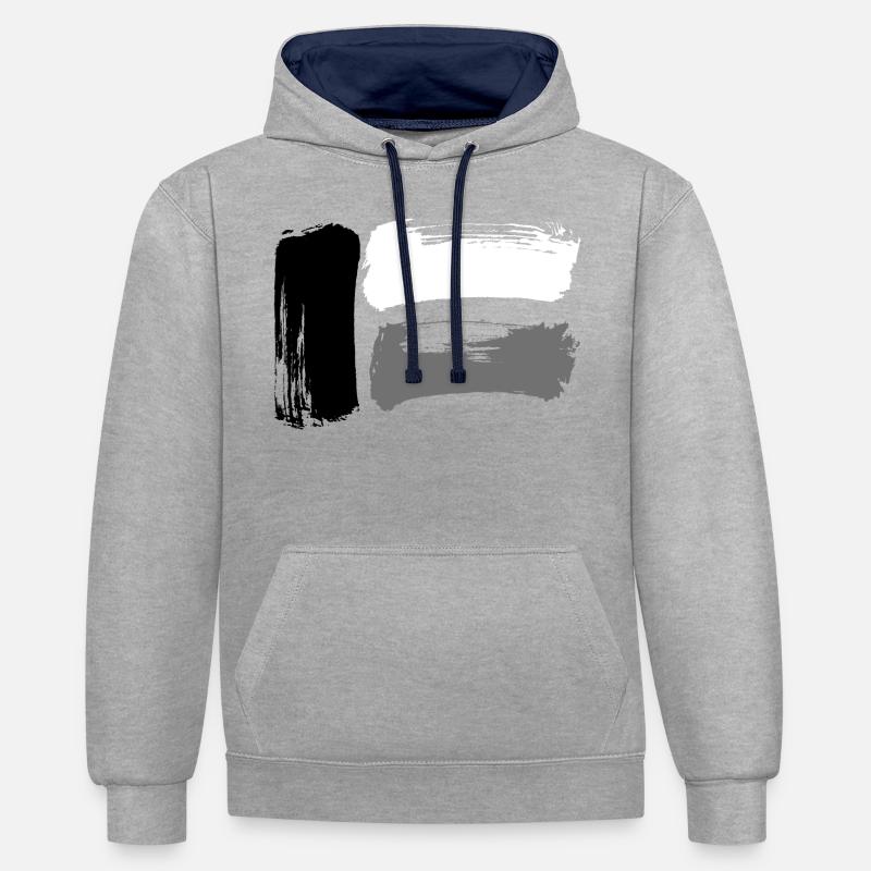 Drapeau Abstrait - Sweat à capuche contrasté - gris chiné/bleu marine