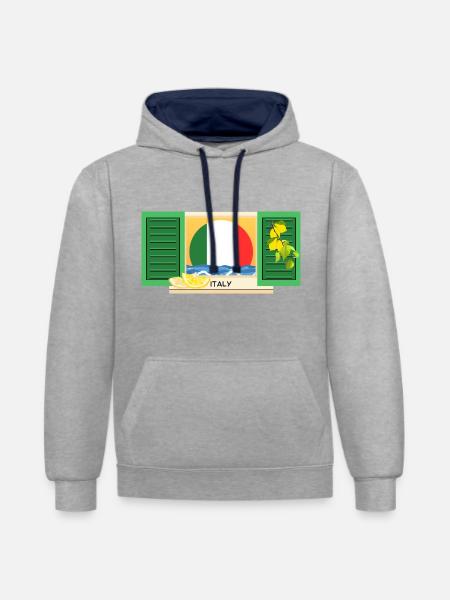 Italy Holiday Motif - Contrast hoodie - heather grey/navy