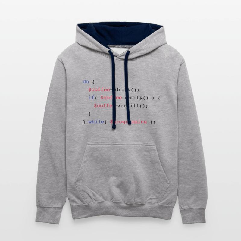 Code Coffee Refill Programmierung PHP Kontrast-Hoodie