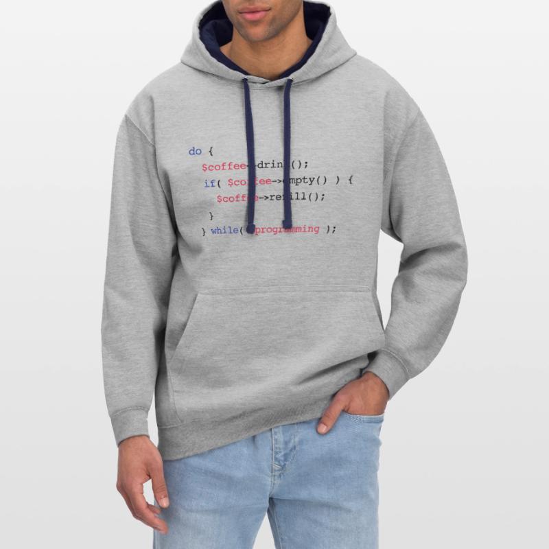 Code Coffee Refill Programmierung PHP Kontrast-Hoodie
