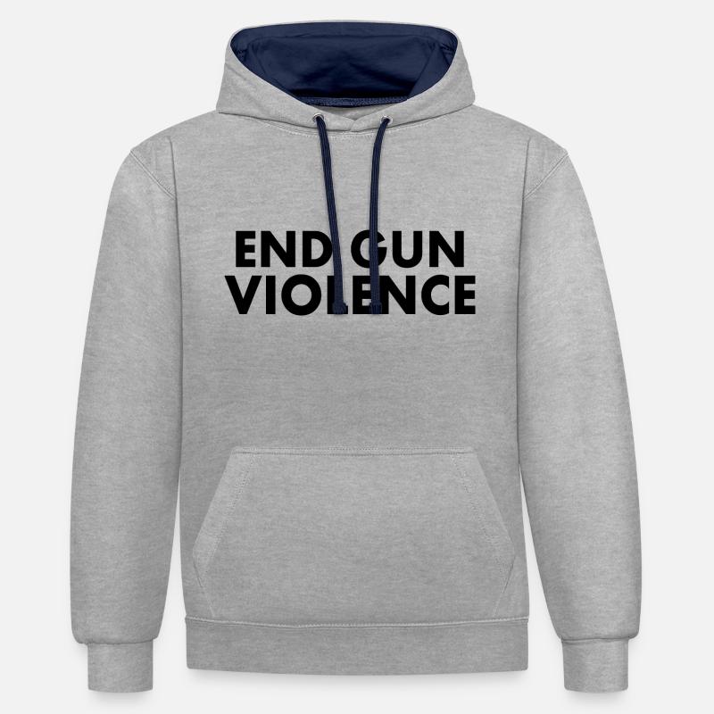 END GUN VIOLENCE - Sweat à capuche contrasté - gris chiné/bleu marine