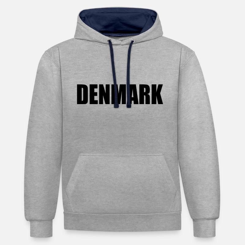 Danemark - Sweat à capuche contrasté - gris chiné/bleu marine