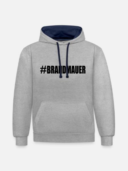 brandmauer - Kontrast-Hoodie - Grau meliert/Navy