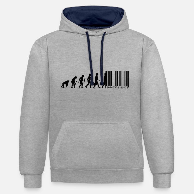 Evolution Barcode Digitization - Contrast hoodie - heather grey/navy