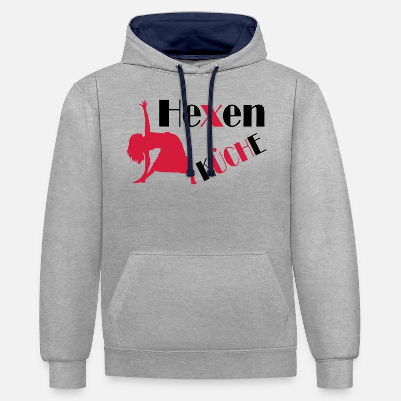 cuire à feu - Sweat à capuche contrasté - gris chiné/bleu marine