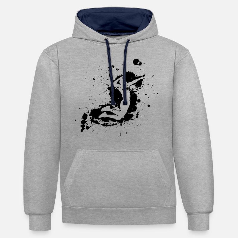 Volleyball Spike Man Noir - Sweat à capuche contrasté - gris chiné/bleu marine