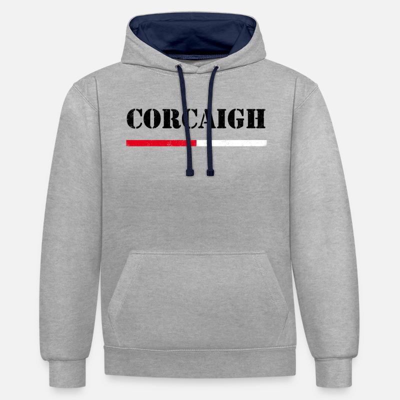 Corgaigh (liège) - Sweat à capuche contrasté - gris chiné/bleu marine