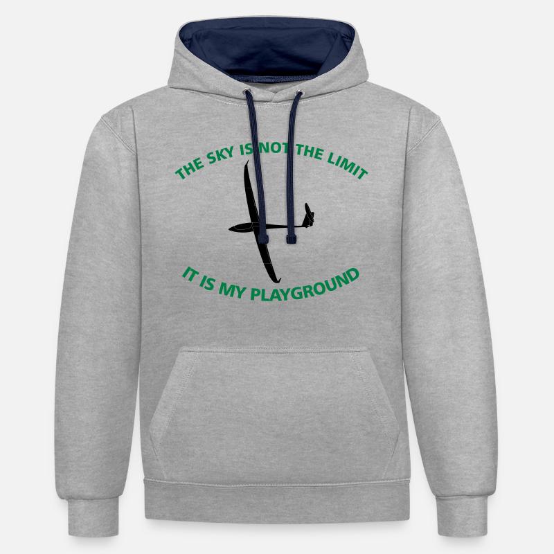 Cadeau de pilote de planeur - Sweat à capuche contrasté - gris chiné/bleu marine