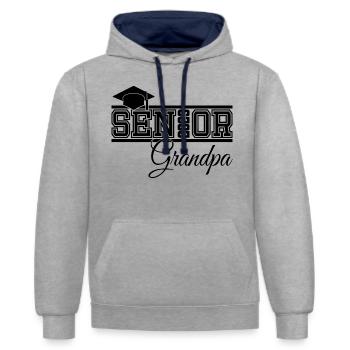 Senior 2023 Opa stolzer Opa von Absolventen - Kontrast-Hoodie - Grau meliert/Navy - Vorne - Liana (172cm) & Jaron (178cm)